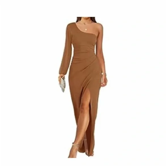 Dresses | Womens One Shoulder Long Sleeve Dress Perfect For Fall Wedding |  Poshmark